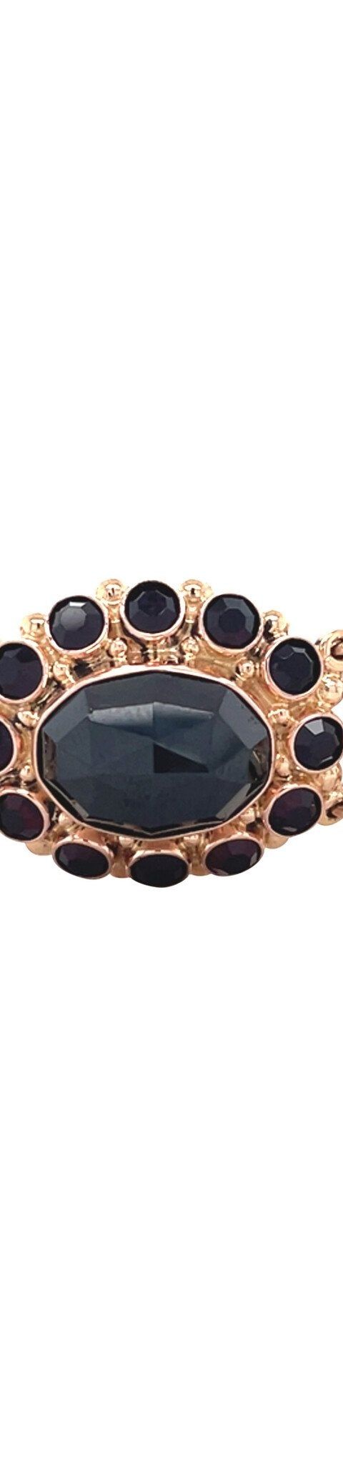 Vintage 14K Gold Cluster Boat Link Bracelet with Garnet
